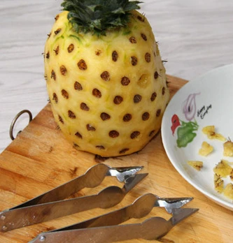 

100pcs New Silver Stainless Steel fruit Cutter Tools Easy Use high quality Pineapple Seed Clip convenient Kitchen Gadgets