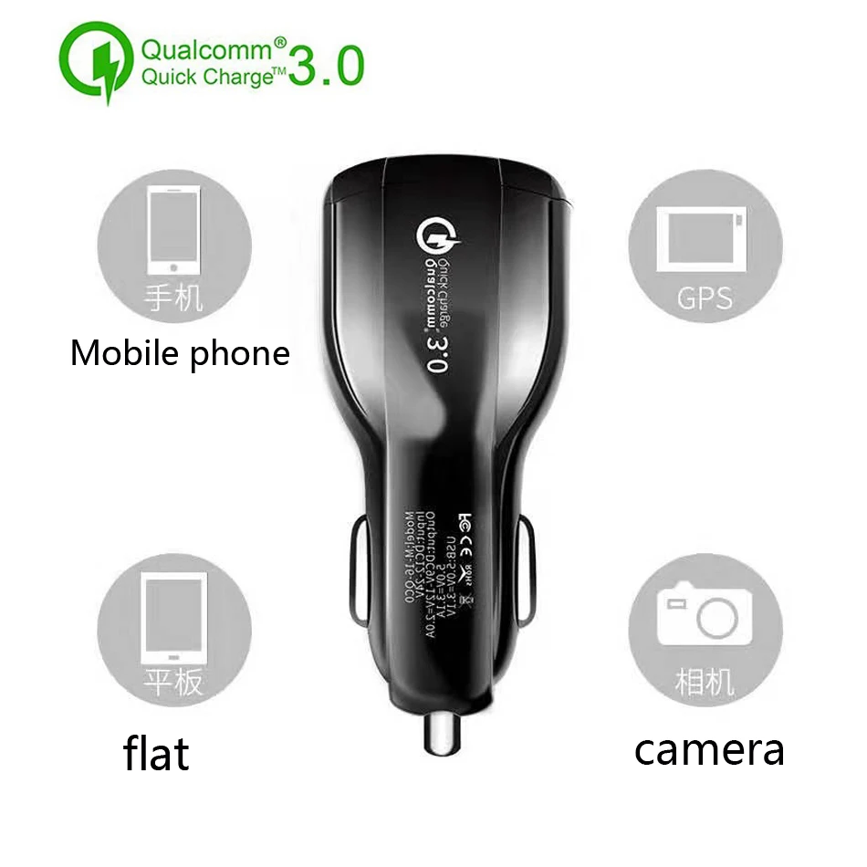 Car Charger Quick Charge 3.0 Dual USB Car-Charger for iPhone Oneplus 6T Mobile Phone QC 3.0 Fast Car Charging USB Charger Adapte5