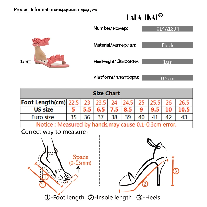 LALA IKAI/летние женские сандали-гладиаторы на плоской подошве с оборками; модельные туфли с пряжкой на лодыжке; Милая плиссированная обувь на плоской подошве с цветочным принтом; 014A1894-4