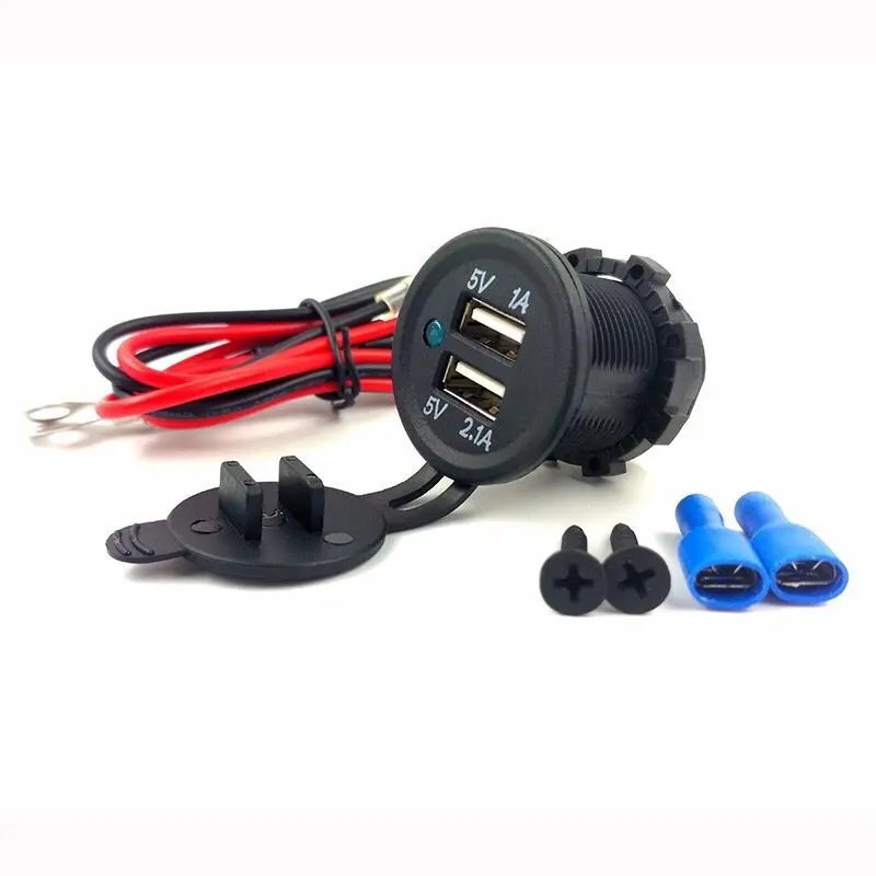 

Dual USB Port 12V Waterproof Motorbike Motorcycle Handlebar Charger 5V 1A/2.1A Adapter Power Supply Socket for Phone Mobile