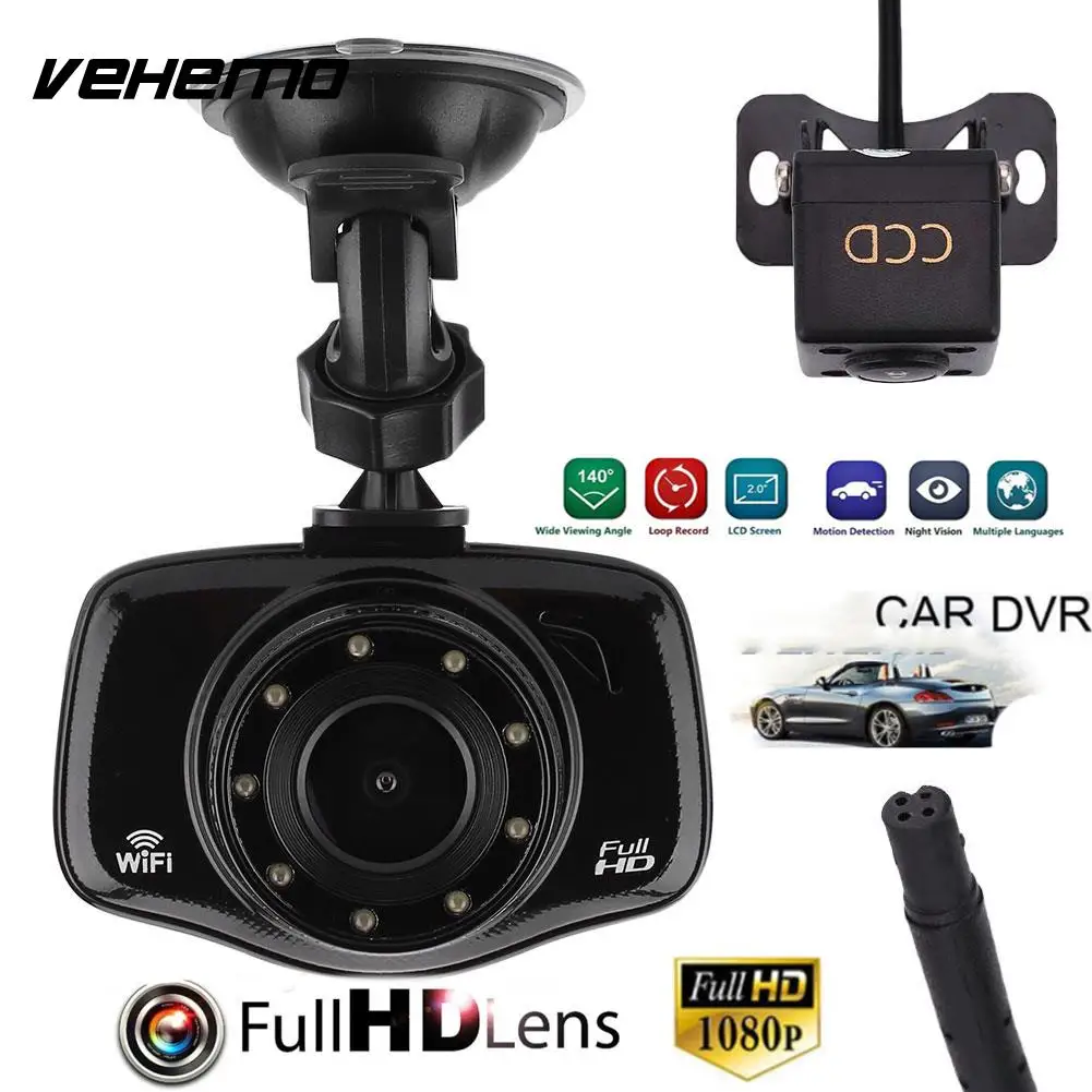 

Auto Car Reverse Camera 140 Degree HD Dual Lens Dash Cam Video Recorder
