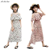 Girl Clothes 2018 Summer New Children Clothing Kids Clothing Fashion Chiffon Beach Dress printing off-The-Shoulder Evening Dress Girl Clothes 2018 Summer New Children Clothing Kids Clothing Fashion Chiffon Beach Dress printing off-The-Shoulder Evening Dress