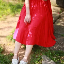 Летнее Новое поступление трапециевидная юбка зонтик хлопок большой маятник Винтаж плиссированные юбки длинные для женщин одежда