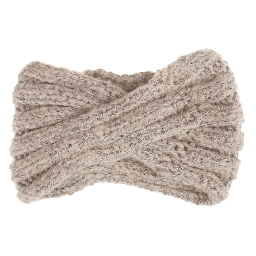 

Woman Fashion Ear Warmer Imitation Mohair Headwear Knitted Turban Winter Wide Headband Cross Bandage
