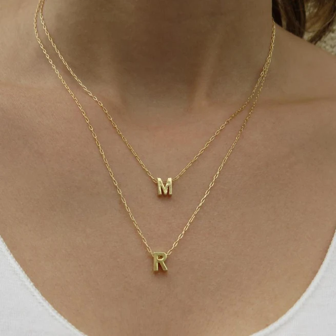 Пользовательское Сменное первоначальное ожерелье с буквенными подвесками, ожерелье с несколькими слоями золота, монограмма женское колье образец двойное ожерелье