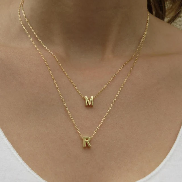 custom interchangeable initial letter necklace multi layers letter necklaces gold