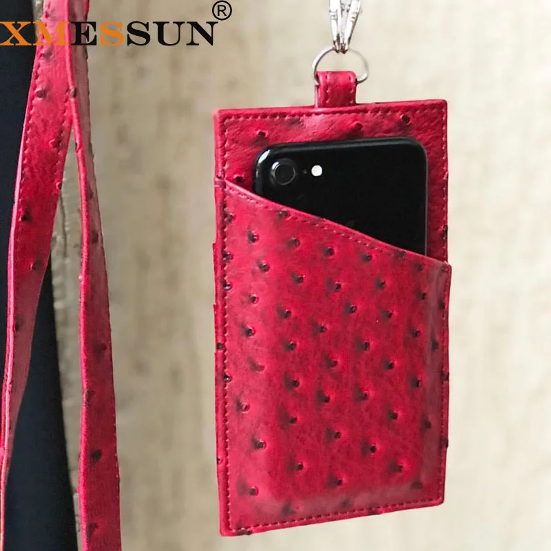

2019 New Genuine Leather Card Holder Phone Wallet Cow Leather With Lanyardr Pouch Phone Bag For iPhone X XS Max XR 6 6S 7 8 Plus
