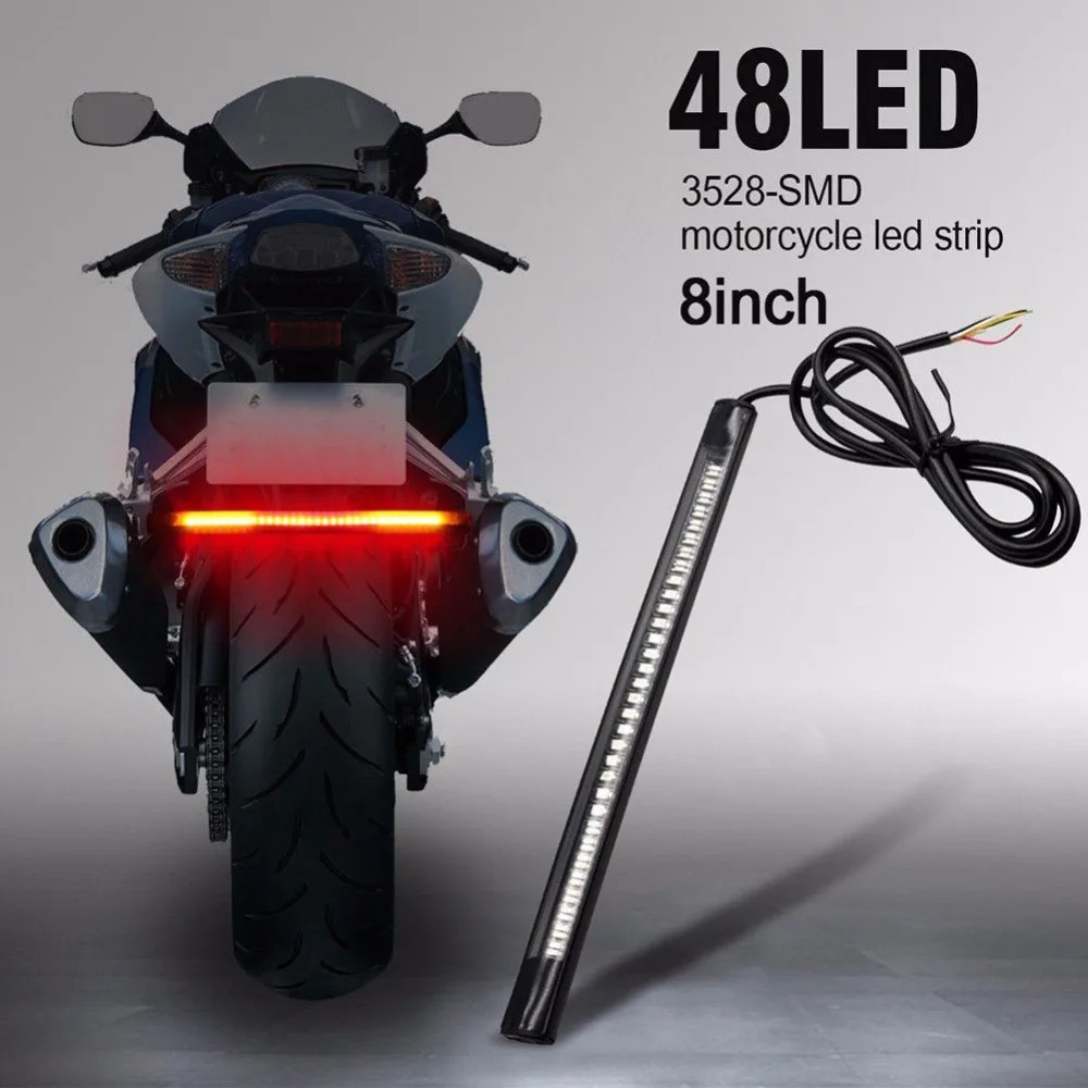 Мотоцикл светодиодный 48SMD гибкий номерной знак лампа задний тормоз Стоп сигнал