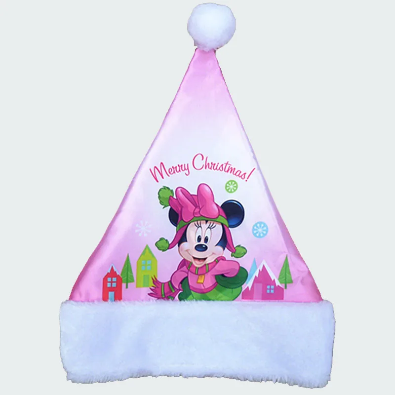 

Kid adult merry christmas cartoon plush satin hats princess minnie mouse spider man children Christmas Hat gift Santa Claus hat