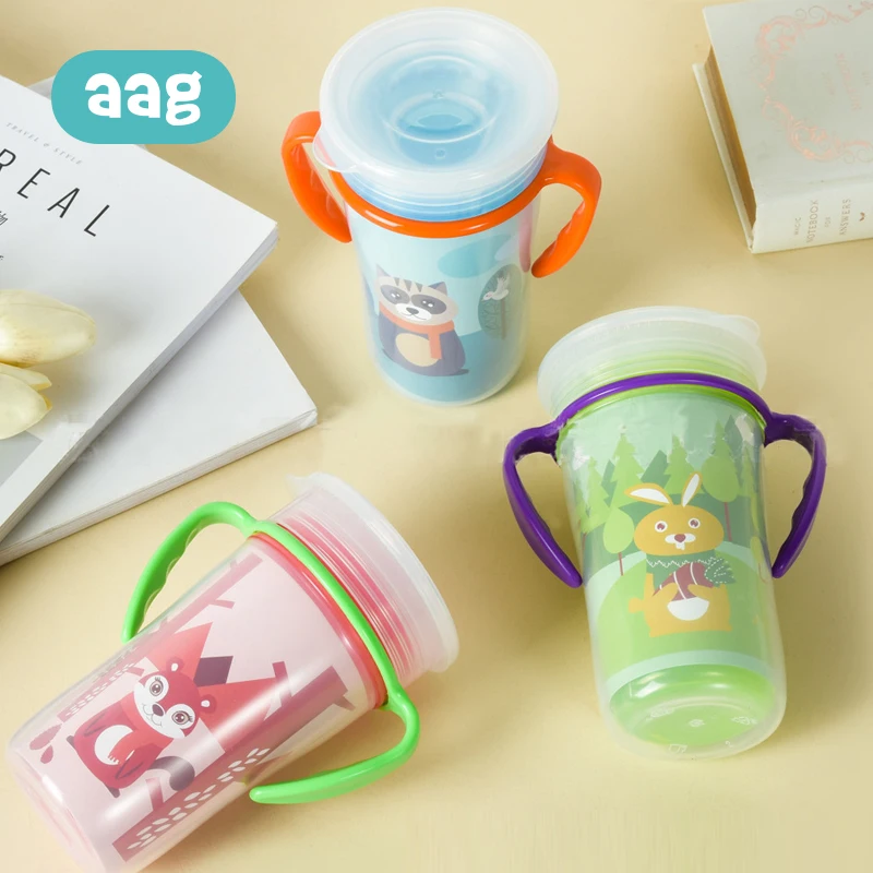 

AAG 360 Degrees Cup Can Be Rotated Baby Learning Drinking Cup Double Handle Leakproof Magic Cup Kids Water Feeding Cups Bottle