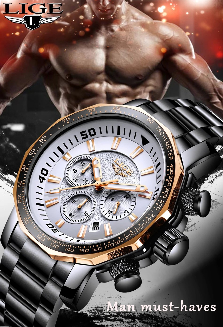 Relojes Hombre 2019New LIGE часы мужские роскошные Брендовые Часы Кварцевые спортивные военные мужские полностью Стальные наручные часы для дайвинга 30 м повседневные часы