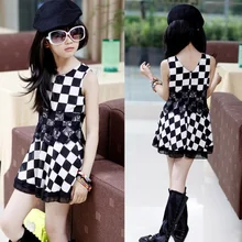 Elegant Summer Sleeveless Girls lace Dress Princess A-Line Dress Clothes For Kids 4 to 12 years Old Kids R2-16H