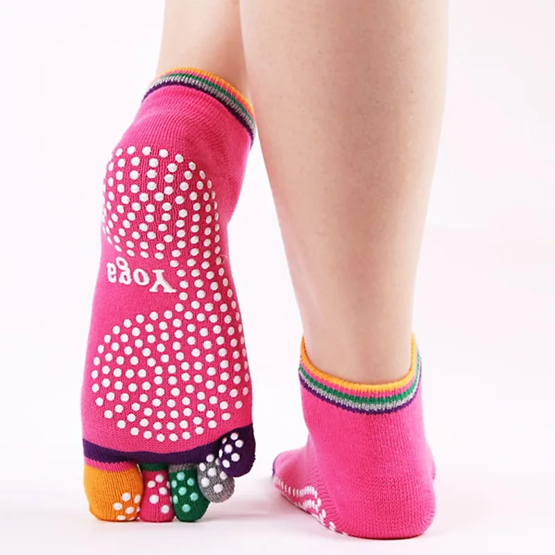 Полный фиксатор стопы для упражнений носки для йоги нескользящие носки с полным носком Красочные на пять пальцев пальцы фитнес спортивный носок с захватами для танцевального балета