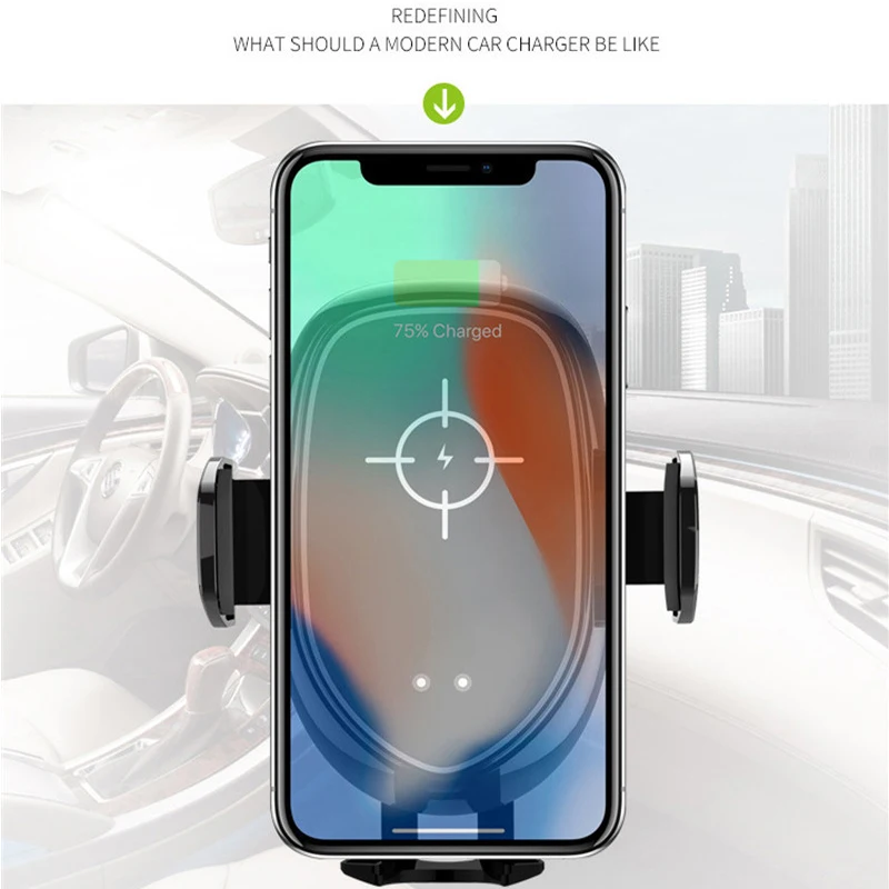 Qi Беспроводное зарядное устройство в автомобиле держатель телефона для Xiaomi MiX 2S iPhone samsung S10+ 10 Вт быстрая Беспроводная зарядка автомобильный индукционный держатель