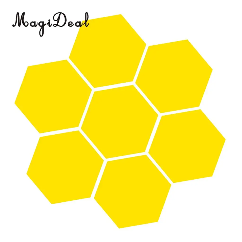 7Pcs 3D Mirror Surface Hexagon Vinyl Removable Sticky Wall Sticker Decal Coffee Cafe Bar Chic Decor Art Mural DIY