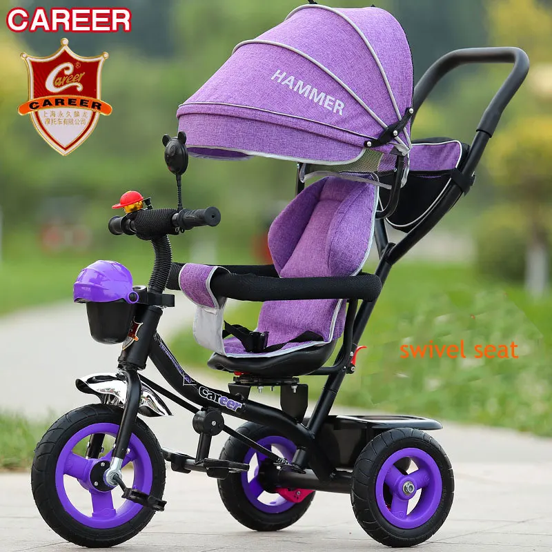 Брендовый качественный портативный детский трехколесный велосипед, детская трехколесная коляска, велосипедная Поворотная детская коляска, сиденье, съемный зонт, коляска - Цвет: linen PP