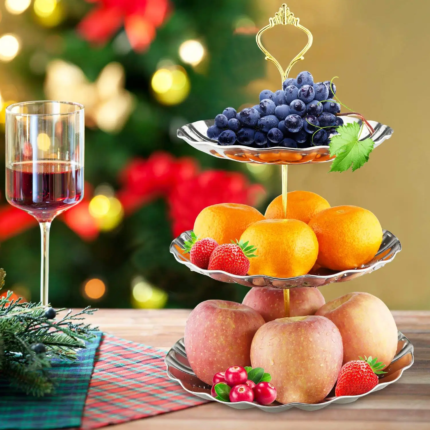 Fruit Plates 3 Tier Stainless Steel Cake Wedding Stand Fruits Desserts