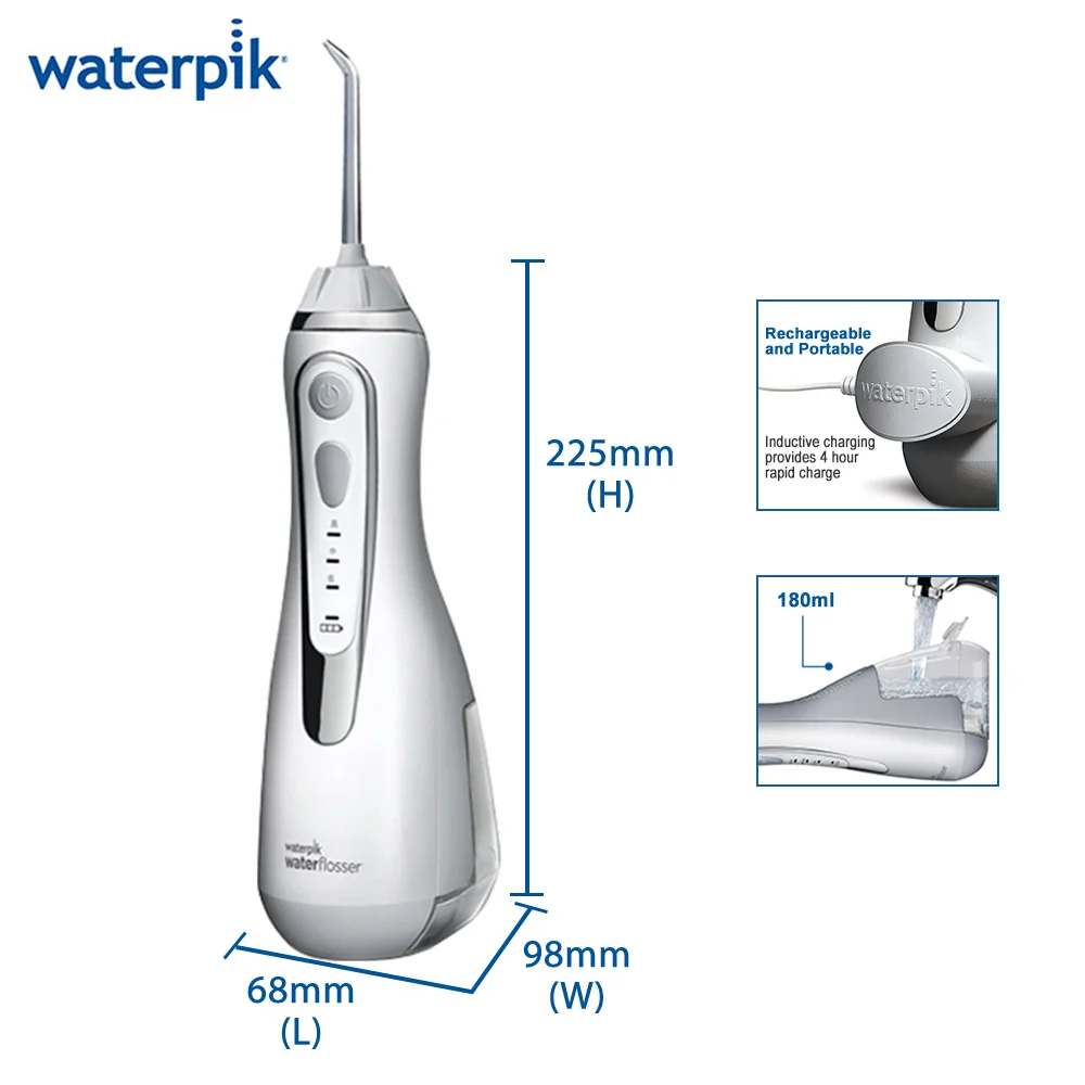 Waterpik WP-560 Белый беспроводной Расширенный водный Флоссер перезаряжаемый 4 часа Быстрая зарядка портативный IPX7 ирригатор для полости рта для путешествий