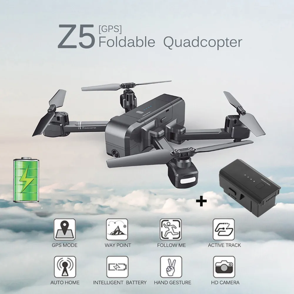 

HIINST SJ R/C Z5 1080P Wide-angle Camera Wifi FPV GPS RC Drone Quadcopter + The Battery 19APR30 P35