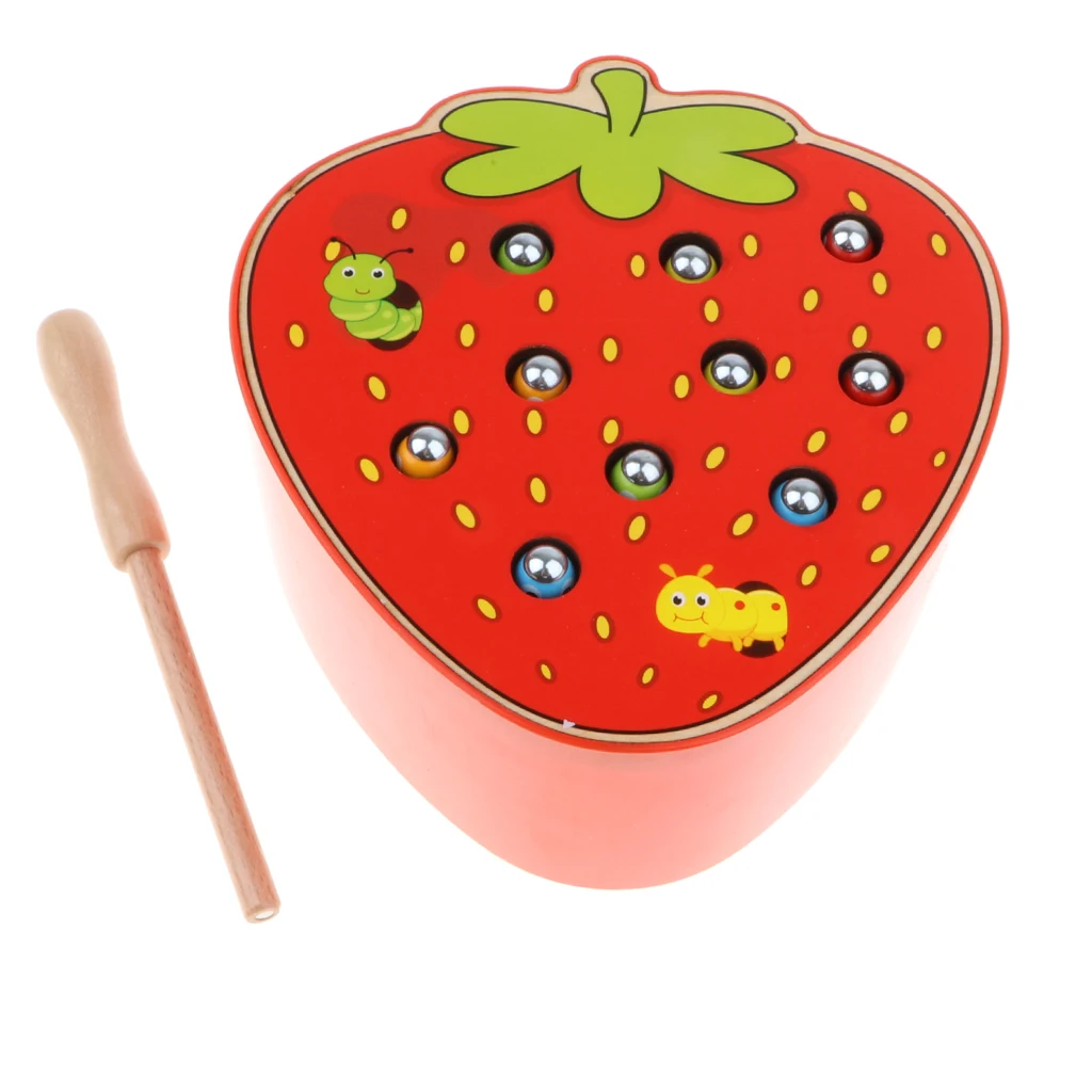 Kinder Holz Magnet Apple Bug Fang Montessori Spielzeug 
