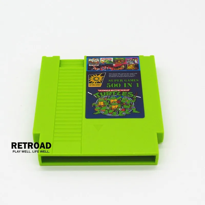 Baik 500in1 SANSUU permainan kartu 1/2/3/4/5 NinjaTurtles Kirby'sAdventure NES Permainan Cartridge dengan baterai menyimpan, warna hijau