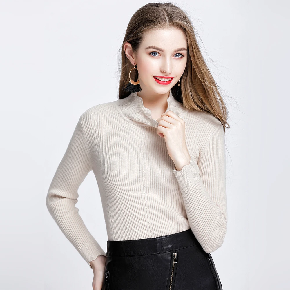 2018 spring and autumn woman sweater pullovers long sleeve Turtleneck Slim warm Pullover Solid Knitted Sweaters A0489 | Женская одежда