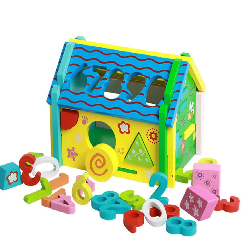 

3D Shape Wodden Puzzles Baby Learning Educational Toys Intelligence Disassembly Box Trailer Early Learn Cube Game