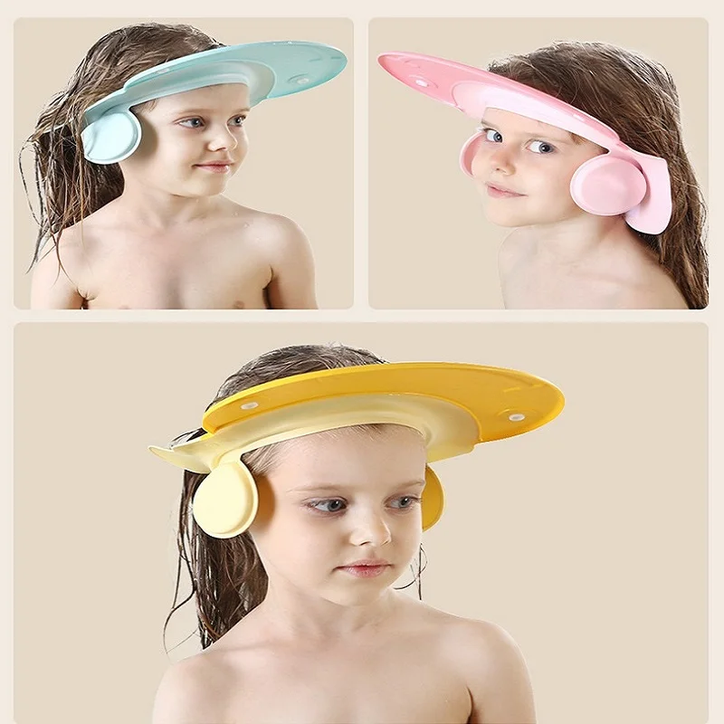 Регулируемая детская шапочка для душа, шампунь для ванны, защита для волос, шапка для защиты детей, водонепроницаемый, предотвращает попадание воды в уши для детей