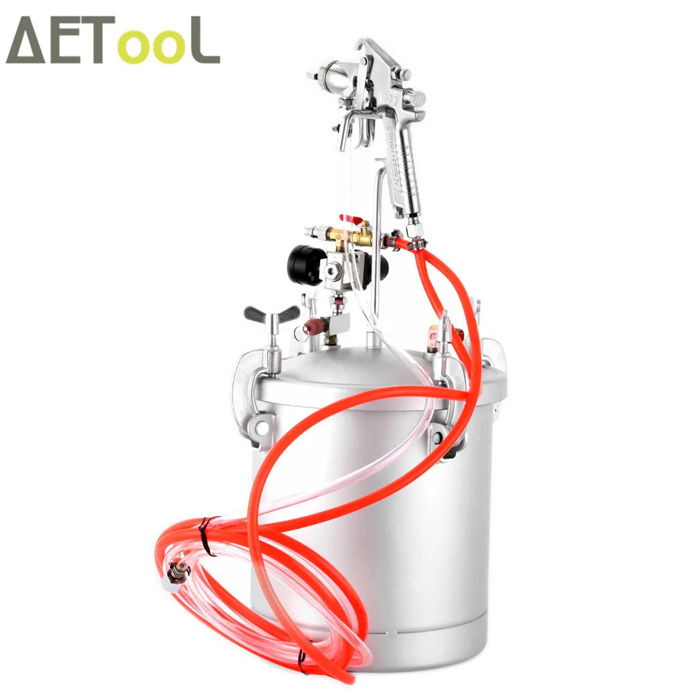 

AETool 10Lt Pressure Pot Spray Gun Tank Hose Gauge Set Chrome Plated 325L/min Air Tools