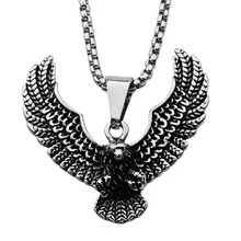 EdgLifU мужской золотой черный орел крыло кулон ожерелье из нержавеющей стали Ястреб животное Шарм цепь ожерелье ювелирные изделия для мужчин