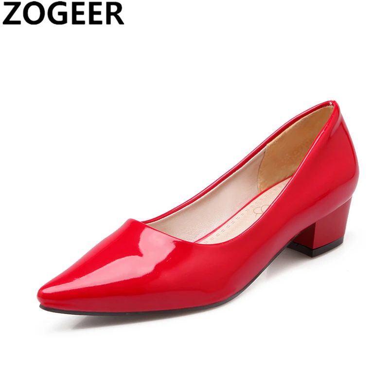 Zapatos de tacón bajo elegantes para mujer, calzado informal de tacón Nude, color amarillo caramelo, azul rojo, para oficina y boda|Zapatos tacón de mujer| - AliExpress