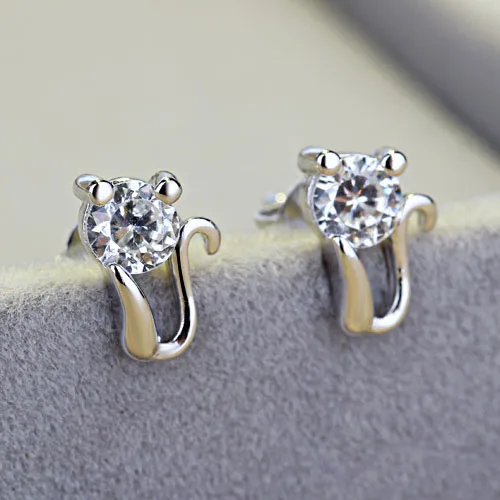 Женские серьги гвоздики из серебра 925 пробы с фианитом|stud earrings|accessories earringsaccessories