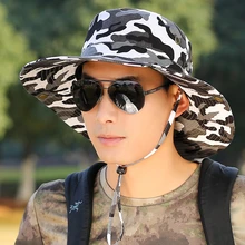 Унисекс Защита от Солнца Рыбалка Hat военный камуфляж Для мужчин Кепки Рыбак Охота Safari Пеший Туризм горы Hunter открытый Кепки