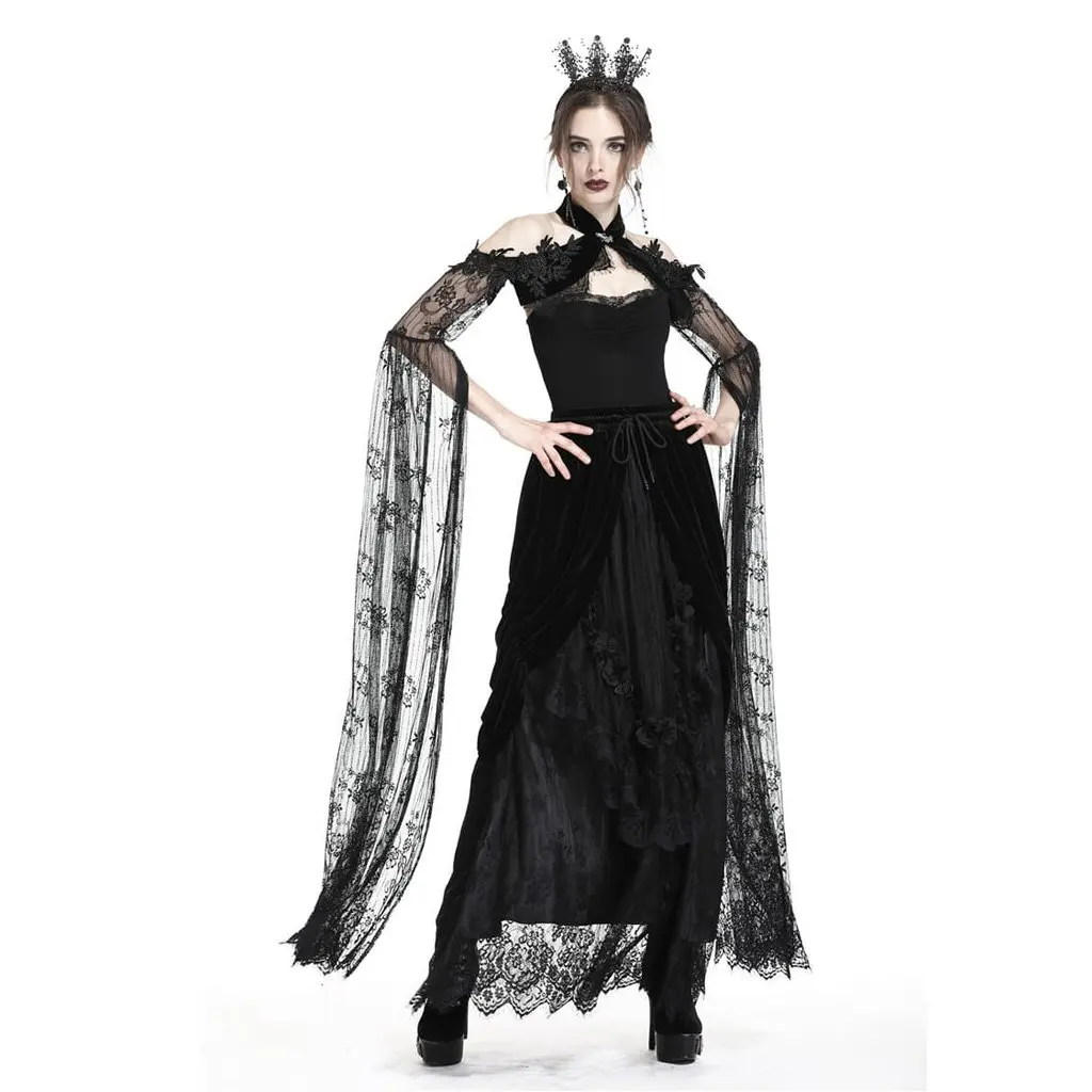 

Darkinlove Women's Sheer Lace Goth Cape BW054