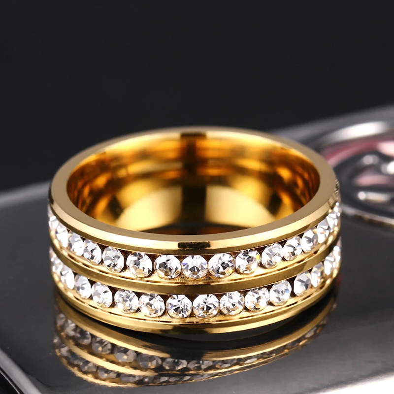 8mm Never Fade 316L Stainless Steel Ring Titanium Steel Engagement Wedding Ring