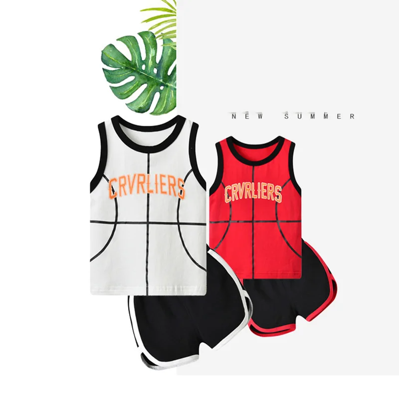 

summer Baby Boys girls Sleeveless T shirt + Shorts basketball jersey set bebe kids vest track suit set childrens set clothing