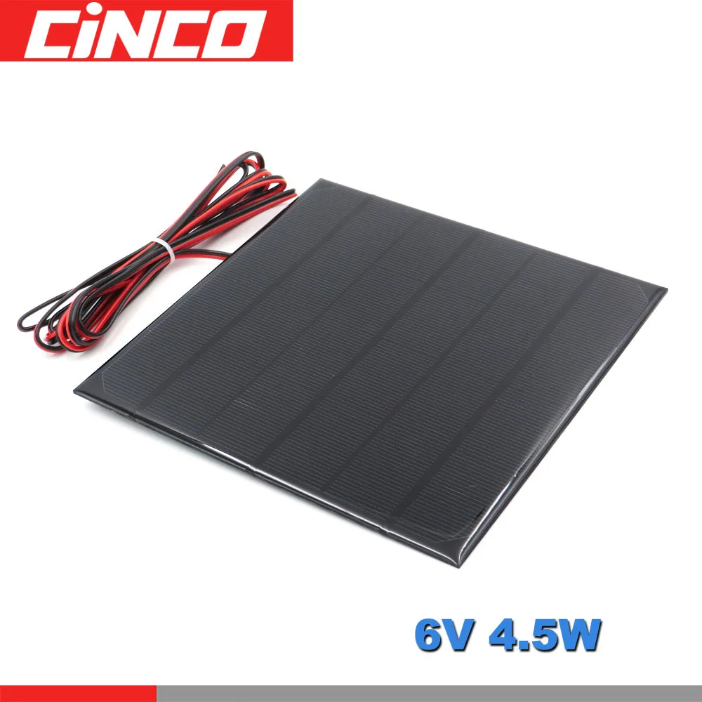

Poly Panel Solar Monocrystalline Silicon 6V 4.5W with 200cm extend cable DIY Battery Charger Module Mini Solar Cell wire toy