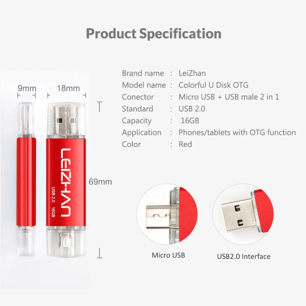 Usb накопитель LEIZHAN 64 ГБ 32 16 8 4 Гб OTG USB флеш Android Micro Phone флешка 2 0 карта памяти|USB
