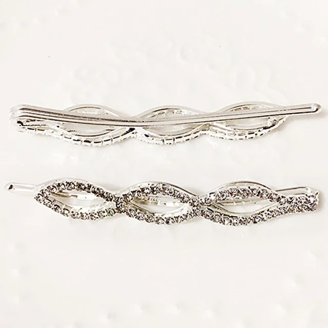Fashion 1PC Rhinestones Hair Clips A Word Folder Gift Exquisite Hair Pin Crystal Children Adult Hair Barrettes Hair Accessories