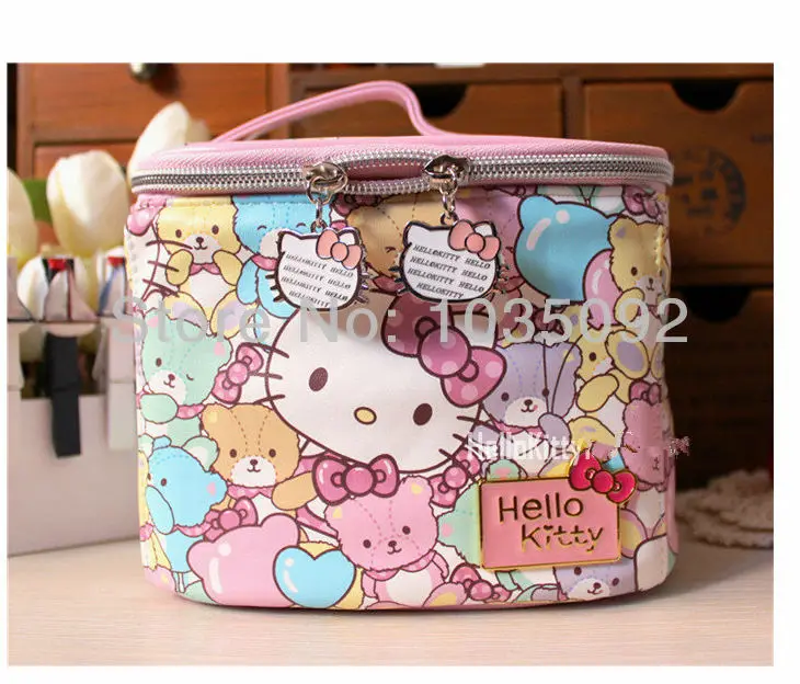 Весной HELLO KITTY косметический мешок Прекрасный медведь pattern Супер большой емкости Косметичка Пенал органайзер Косметички сумка женская