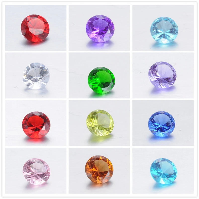 BOAKO 100pcs/pack Zircon Stone Mixed Color Birthstone Crystal Cubic Zirconia Stone Beads For DIY Jewelry Making Accessory B5 - Color: round shape