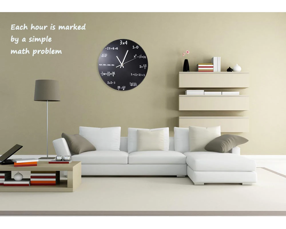 Large Creative Wall Clock Mathematics Blackboard Pop Quiz Clock Modern Design Big Wall Watches For Living Room Wall Home Decor6