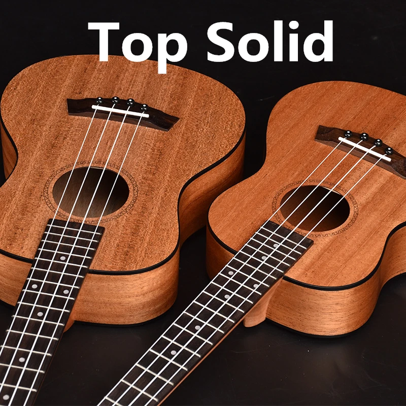 

Acoustic Electric Ukulele Top Solid Concert Tenor 23 26 Inch Hawaiian Guitar Ukelele Mahogany 4 Strings Guitarra Black Edge Uke