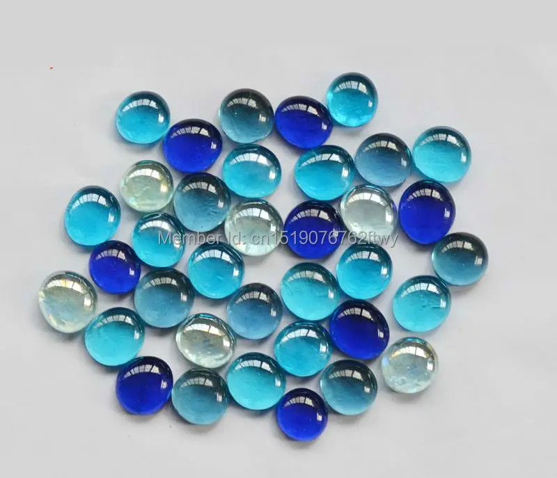 Украшение дома синие стеклянные шарики 80 шт Плоские блестящие бусины, стеклянный камень ремесло подарок Галька Камни для вазы аквариум для рыб