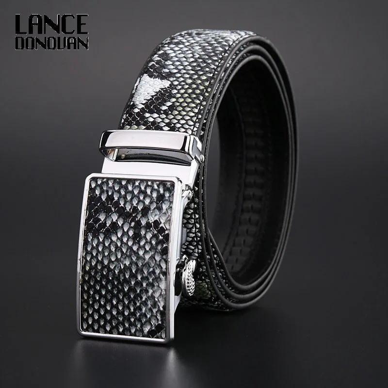 2016 Genuine Leather Snake Pattern Belt for Men Automatic buckle Strap ...