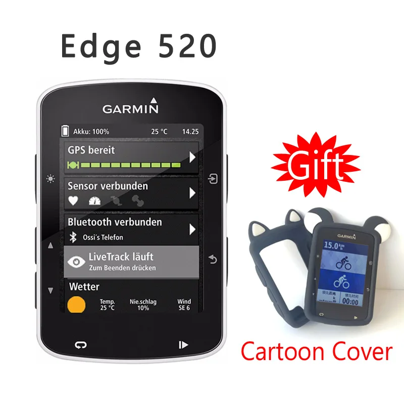 

Original GARMIN Edge 520 GPS+GLONASS Enabled Bicycle Computer Speedometer IPX7 Waterproof -(Give a Silicone Cartoon Cover)