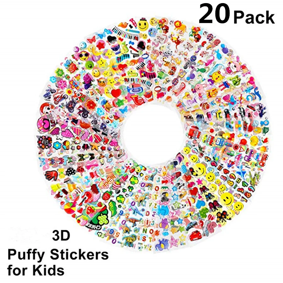 

20 Different Sheets/lot 17*7CM Cute DIY Stickers Cartoon Children Waterpoof Stickers Toys Emoji PVC Scrapbook Gifts ForKid