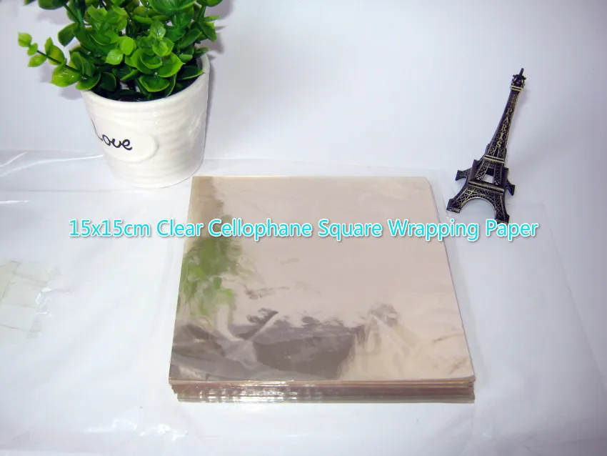 

500pcs/lot 15x15cm Clear Cellophane Square Shape Gift Wrapping Film Candy Cookie Party Favor Gift Packaging None Plastic Eco