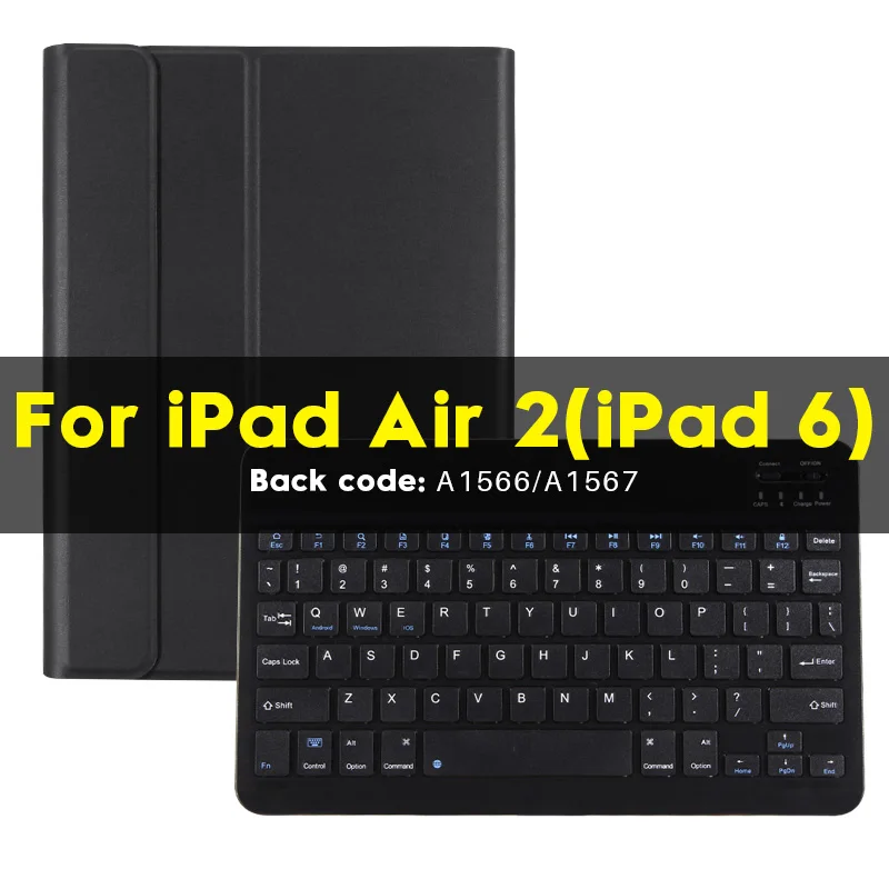 Чехол-клавиатура для iPad Air 1 Air 2 9,7 дюймов 2013/ с держателем карандаша Apple из искусственной кожи, Умный Магнитный чехол для iPad 5 6, чехол - Цвет: For iPad Air 2 BK