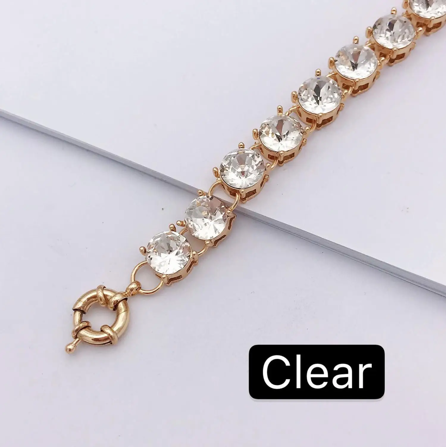 AD-SL20146/милые украшения для девочек/1 см Золотой металлический стеклянный браслет в горошек - Окраска металла: clear glass
